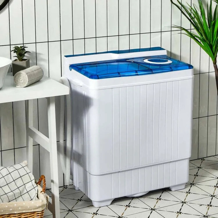 26 Lbs Portable Washing Machine with Drain Pump 2in1 Twin Tub Top Load Washer Dryer Combo for RV Apartment