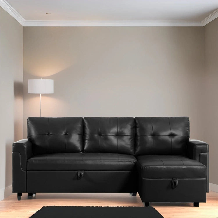 Reversible Sectional Sofa with Pull-Out Sleeper Bed, Hidden Storage Chaise, Durable Legs