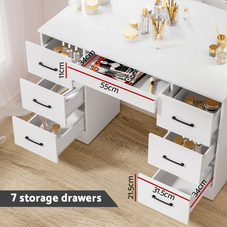 Artiss Dressing Table Set Stool 10 LED Bulbs White Debbie