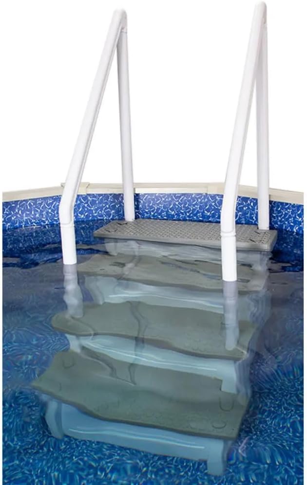 Select Anti-Slip in-Pool Steps, Gray, for Above Ground Swimming Pools, Can Mount to Decks 48" to 54" H, Safety Stairs Capacity up to 300 Lbs