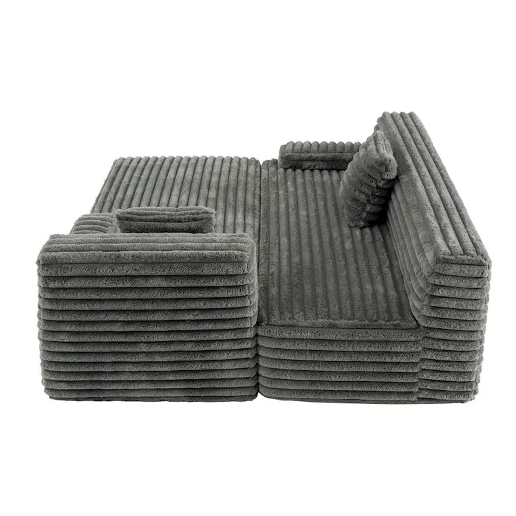 Cloud Sectional Sofa, Modern Upholstered Couch with 2 Throw Pillows, Free-Combined Sofa, Modular Sectional L Shaped Couch
