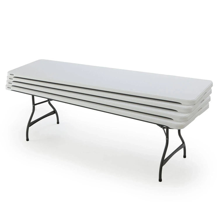 4-Pack Commercial Stacking 8 Ft Folding Table - White (80344)