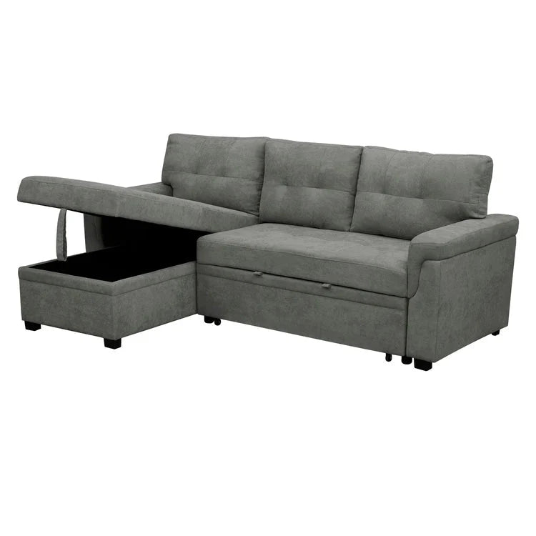 Reversible Sectional Sofa with Pull-Out Sleeper Bed, Hidden Storage Chaise, Durable Legs