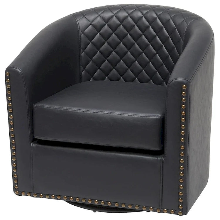 Kinwell 29 Wide Tufted Pu Leather Swivel Barrel Chair