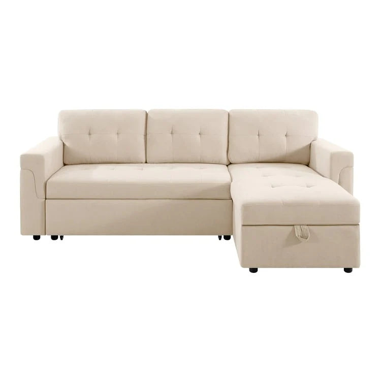 Reversible Sectional Sofa with Pull-Out Sleeper Bed, Hidden Storage Chaise, Durable Legs