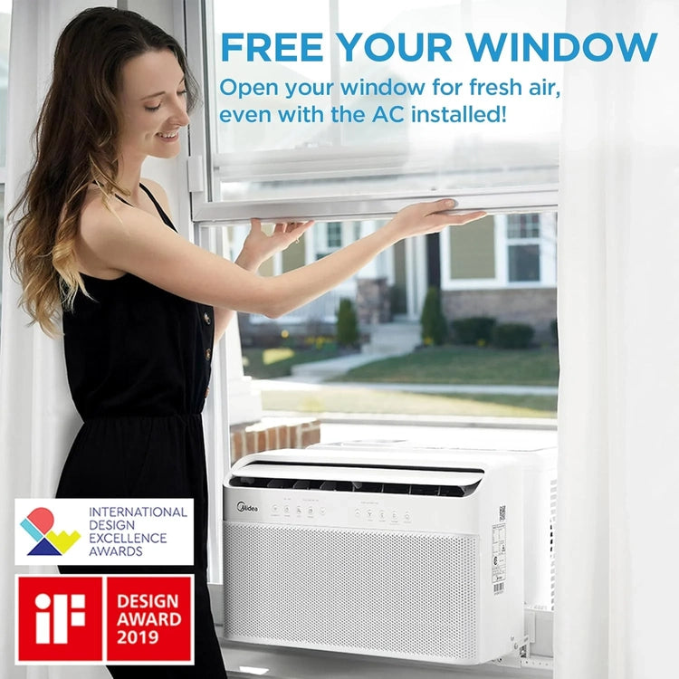8,000 BTU U-Shaped Smart Inverter Air Conditioner - Cools up to 350 Sq. Ft., with Open Window Flexibility, Compatible with Alexa