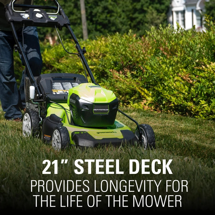 80V Cordless 21'' Self-Propelled Brushless Lawn Mower, Greenworks