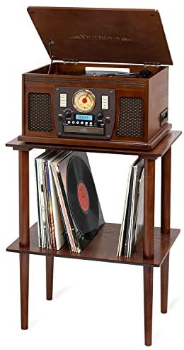 Victrola 8-in-1 Bluetooth Record Player & Multimedia Center, Built-in Stereo Speakers - Turntable, Wireless Music Streaming