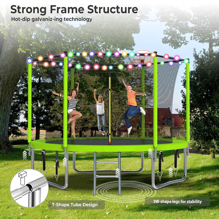 Upgraded 16Ft Trampoline with Basketball Hoop & Net