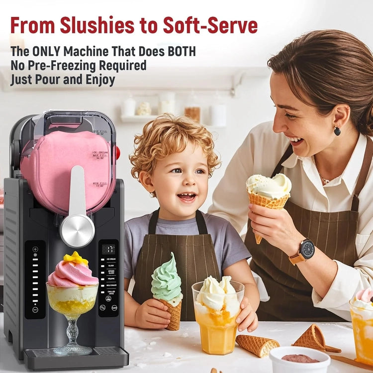 Slushie Machine, No Ice Needed All-in-One Slushy Maker for Home, Real-Time Temp Display, Auto-Clean, 6 Preset, Frozen Margaritas, Cocktails, Frappés