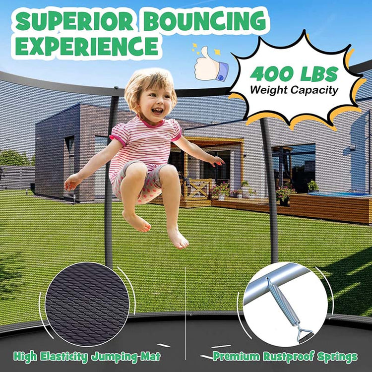 8/10/12FT Astm Approved Outdoor Large Recreational Trampoline with Ladder & Enclosure Net Safety Pad