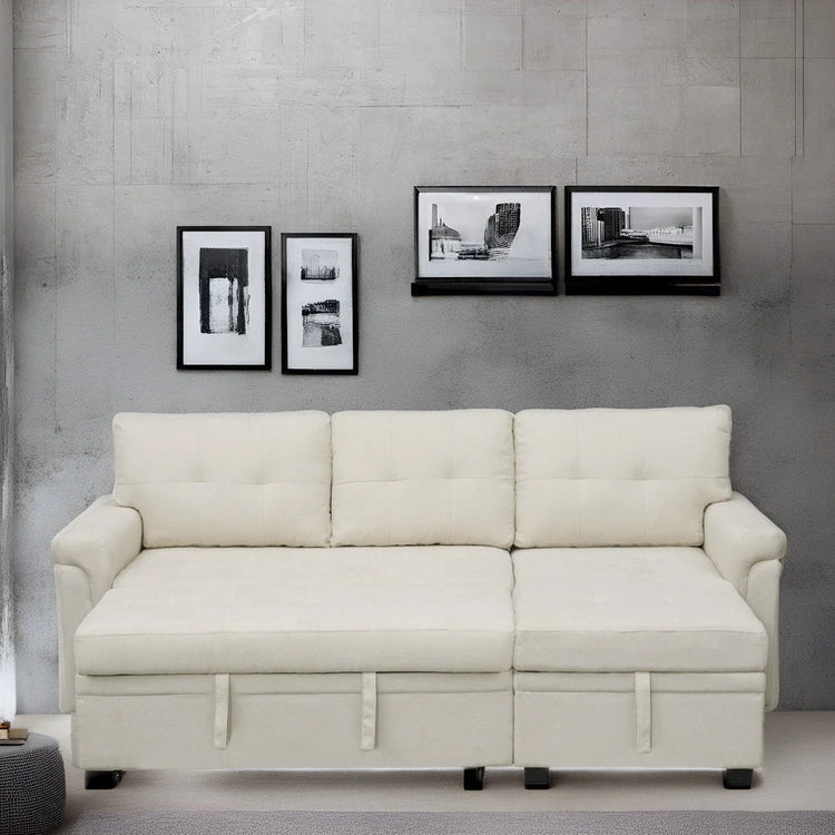 Reversible Sectional Sofa with Pull-Out Sleeper Bed, Hidden Storage Chaise, Durable Legs