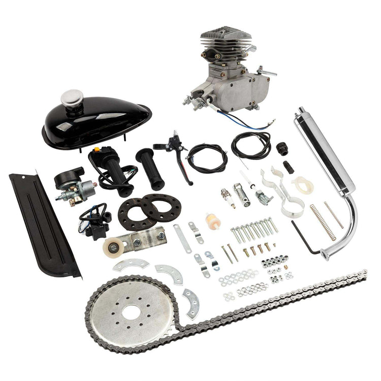 80cc 2-Stroke Engine Bike Motor Kit for 26'' Bicycles, Silver White
