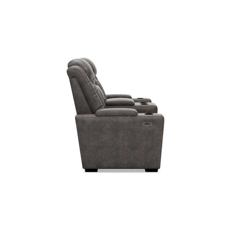Signature Design by Ashley Hyllmont Gray Power Reclining Loveseat with Console - 71.75 W X 39 D X 44 H