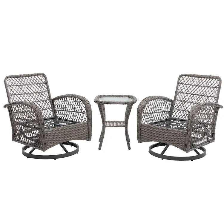 3 Pieces Outdoor Swivel Rocker Patio Chairs, 360 Degree Rocking Patio Conversation Set