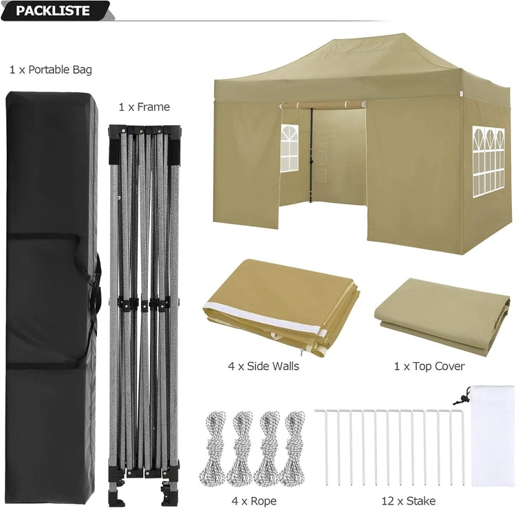 Cobizi 10x20 Heavy Duty Pop up Canopy Tent with 6 Sidewalls Easy up Commercial Outdoor Canopy Wedding Party Tents