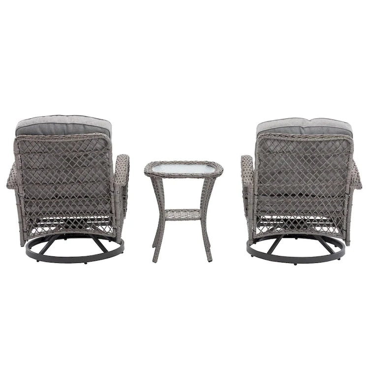 3 Pieces Outdoor Swivel Rocker Patio Chairs, 360 Degree Rocking Patio Conversation Set