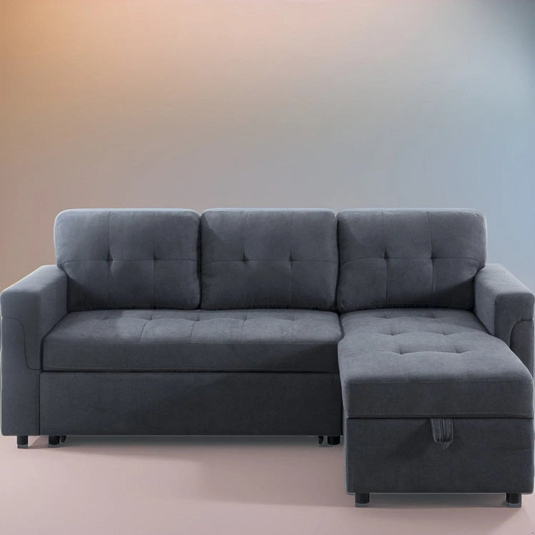 Reversible Sectional Sofa with Pull-Out Sleeper Bed, Hidden Storage Chaise, Durable Legs