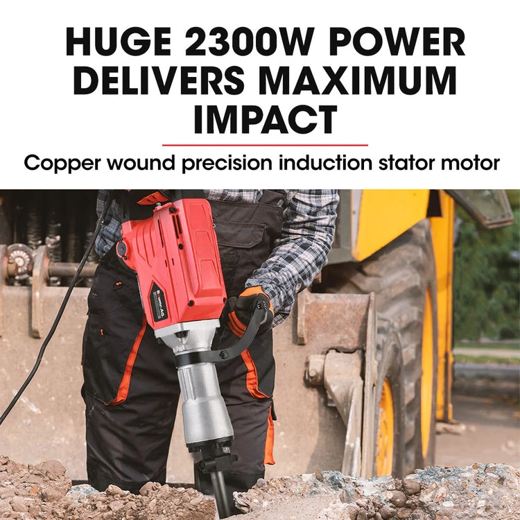 Baumr-Ag 2300W Electric Demolition Jackhammer, with 3 Bonus Chisels, Carry Case