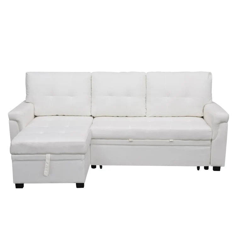 Reversible Sectional Sofa with Pull-Out Sleeper Bed, Hidden Storage Chaise, Durable Legs