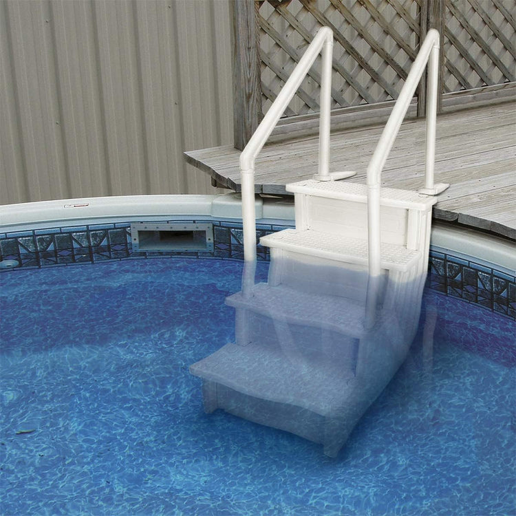 Select Anti-Slip in-Pool Steps, Gray, for Above Ground Swimming Pools, Can Mount to Decks 48" to 54" H, Safety Stairs Capacity up to 300 Lbs