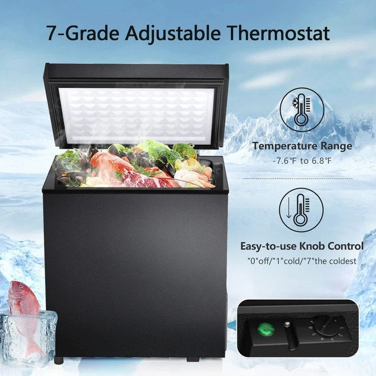 1.8 Cu. Ft. Chest Freezer with Removable Basket, Bottom Drain, 7-Level Thermostat, Freestanding Design for Home and Apartment