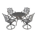 5-Piece Cast Aluminum Patio Dining Set with 4 Swivel Chair