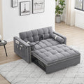 3 in 1 Sleeper Sofa Couch Bed, Small Tufted Velvet Convertible Loveseat Futon Sofa W/Pullout Bed, Adjustable Backrest, Cylinder Pillows