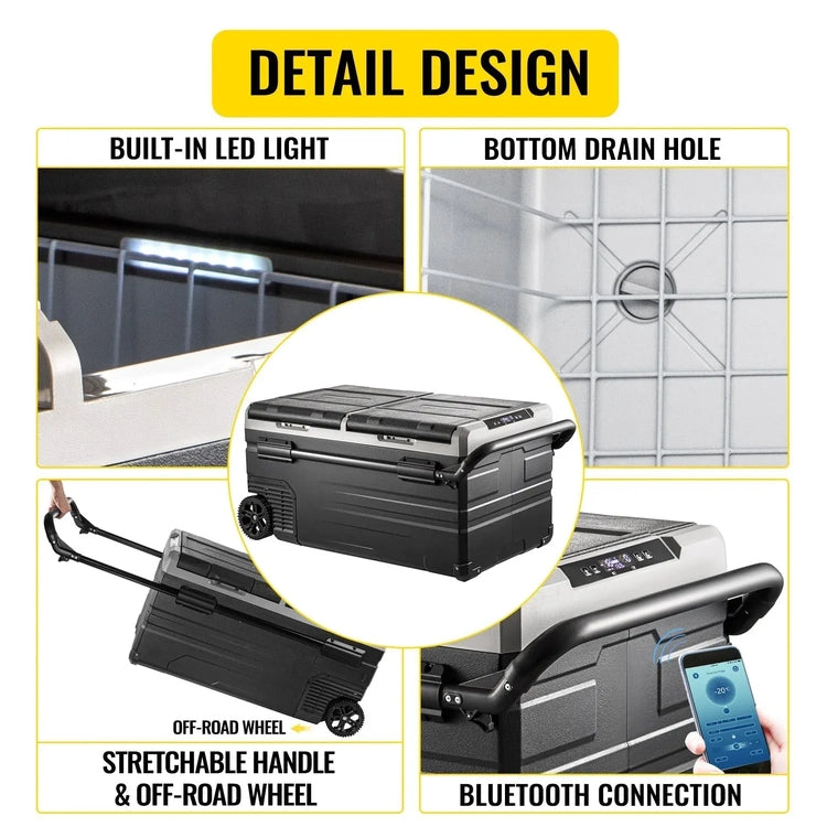 Bentism 100Qt Portable Car Freezer 95L Refrigerator 12/24V Camping Fridge Freezer