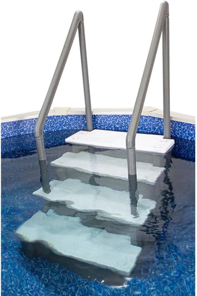 Select Anti-Slip in-Pool Steps, Gray, for Above Ground Swimming Pools, Can Mount to Decks 48" to 54" H, Safety Stairs Capacity up to 300 Lbs