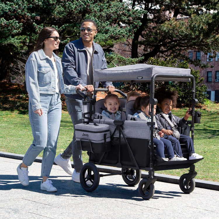 Jeep Wrangler Deluxe 4 Seater Stroller Wagon by Delta Children Quad Stroller Wagon