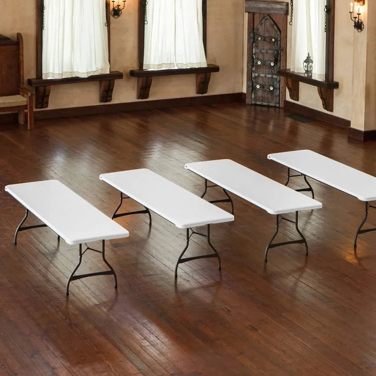 4-Pack Commercial Stacking 8 Ft Folding Table - White (80344)