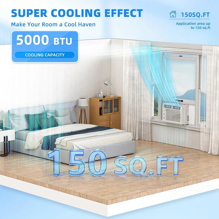 Antarctic Star 12,000 BTU U-Shaped Window Air Conditioner Unit Cools up to 550 Sq.Ft. with 6 Modes 24H Timer, Window AC Units