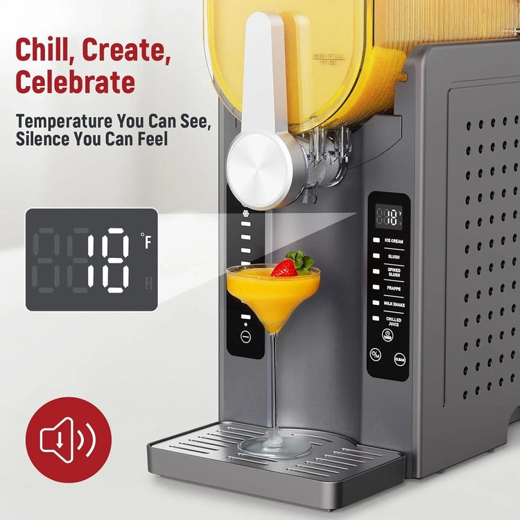 Slushie Machine, No Ice Needed All-in-One Slushy Maker for Home, Real-Time Temp Display, Auto-Clean, 6 Preset, Frozen Margaritas, Cocktails, Frappés