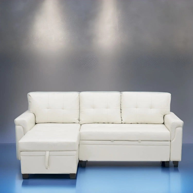 Reversible Sectional Sofa with Pull-Out Sleeper Bed, Hidden Storage Chaise, Durable Legs