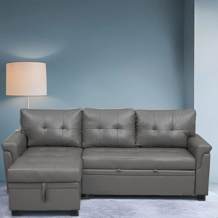 Reversible Sectional Sofa with Pull-Out Sleeper Bed, Hidden Storage Chaise, Durable Legs