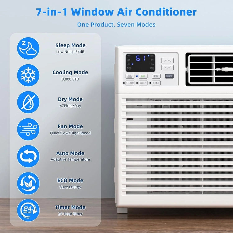 Antarctic Star 12,000 BTU U-Shaped Window Air Conditioner Unit Cools up to 550 Sq.Ft. with 6 Modes 24H Timer, Window AC Units