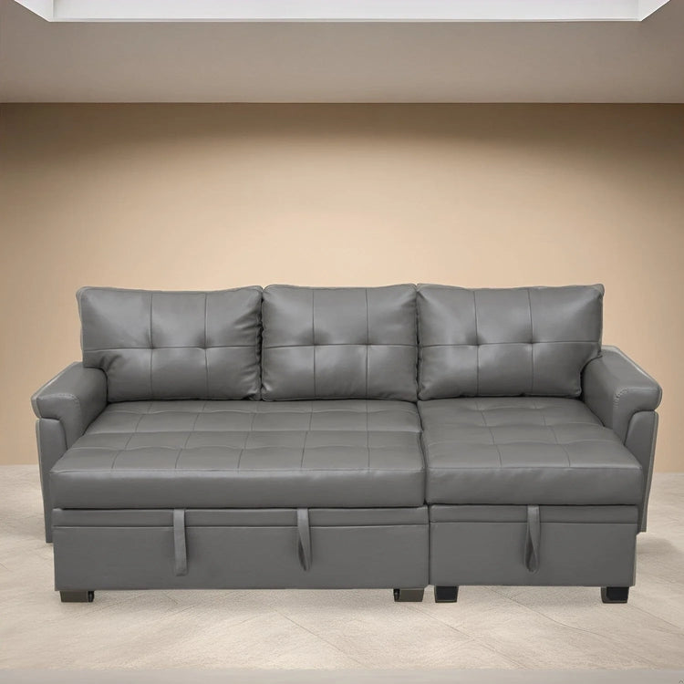 Reversible Sectional Sofa with Pull-Out Sleeper Bed, Hidden Storage Chaise, Durable Legs