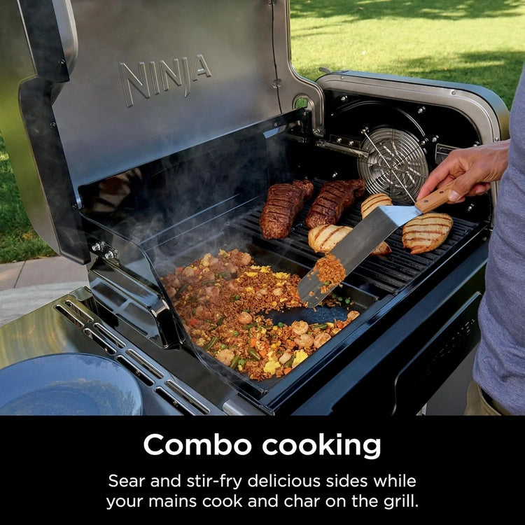 Ninja Flexflame, Grill and Smoker, Electric and Propane Grill, Roaster, BBQ Grill, 5-in-1 Cooking System, 3 Burner, Digital Control, Outdoor Cooking