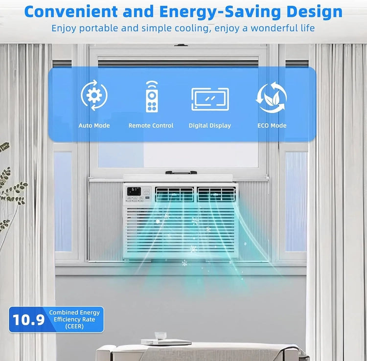 Antarctic Star 12,000 BTU U-Shaped Window Air Conditioner Unit Cools up to 550 Sq.Ft. with 6 Modes 24H Timer, Window AC Units