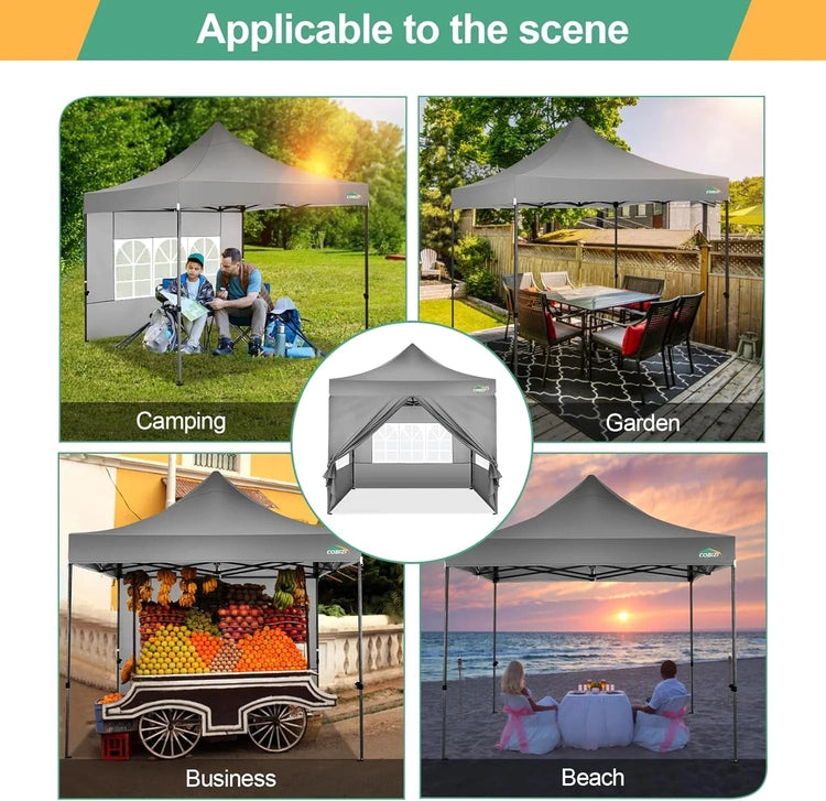 Cobizi 10x20 Heavy Duty Pop up Canopy Tent with 6 Sidewalls Easy up Commercial Outdoor Canopy Wedding Party Tents