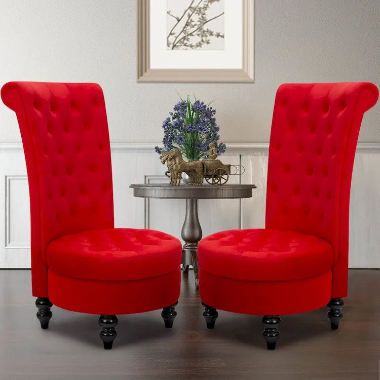 Avawing Set of 2 Throne Royal Chair Thick Padding and Rubberwood Legs