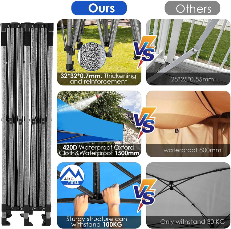 Cobizi 10x20 Heavy Duty Pop up Canopy Tent with 6 Sidewalls Easy up Commercial Outdoor Canopy Wedding Party Tents