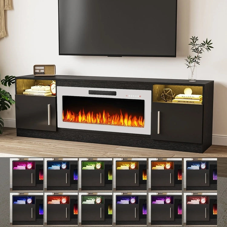 Bossin 70 Fireplace TV Stand with 36 Electric Fireplace, TV Stand for Tvs up to 80,16 Colors LED Lights/Entertainment Center