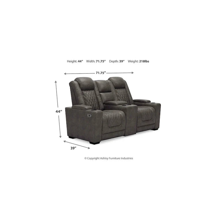 Signature Design by Ashley Hyllmont Gray Power Reclining Loveseat with Console - 71.75 W X 39 D X 44 H