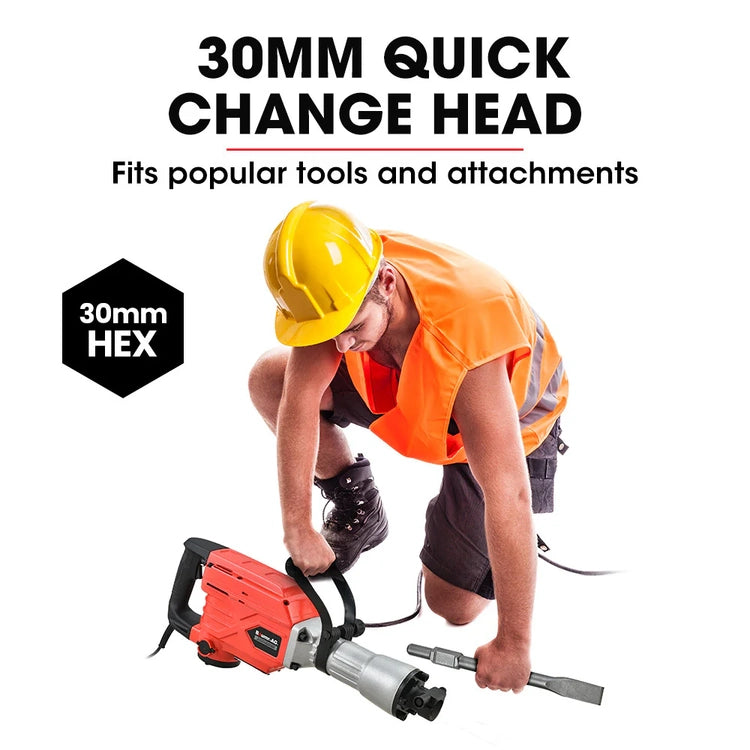 Baumr-Ag 2300W Electric Demolition Jackhammer, with 3 Bonus Chisels, Carry Case