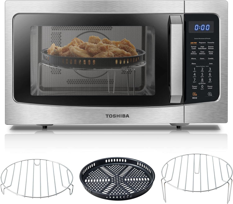 Toshiba 4-in-1 Ml-EC42P(SS) Countertop Microwave Oven, Smart Sensor, Convection, Air Fryer Combo, Mute Function, Position Memory 13.6" Turntable