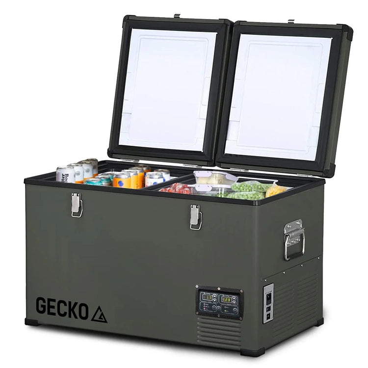 Gecko 75L Dual Zone Portable Fridge/Freezer, Secop German Brand Compressor, for Camping, Car, Caravan