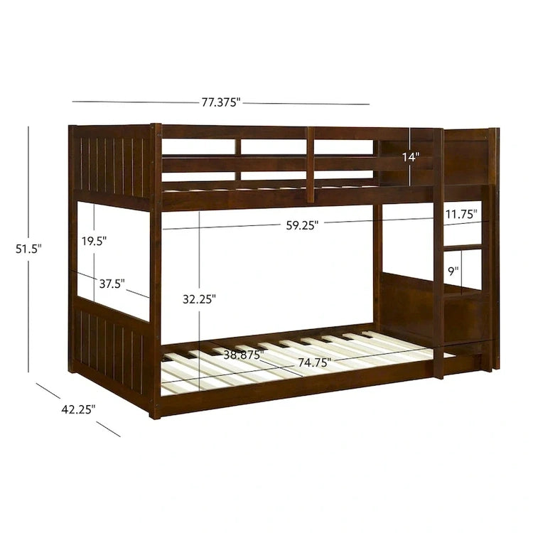 Delphia Low Profile Twin Over Twin Bunk Bed