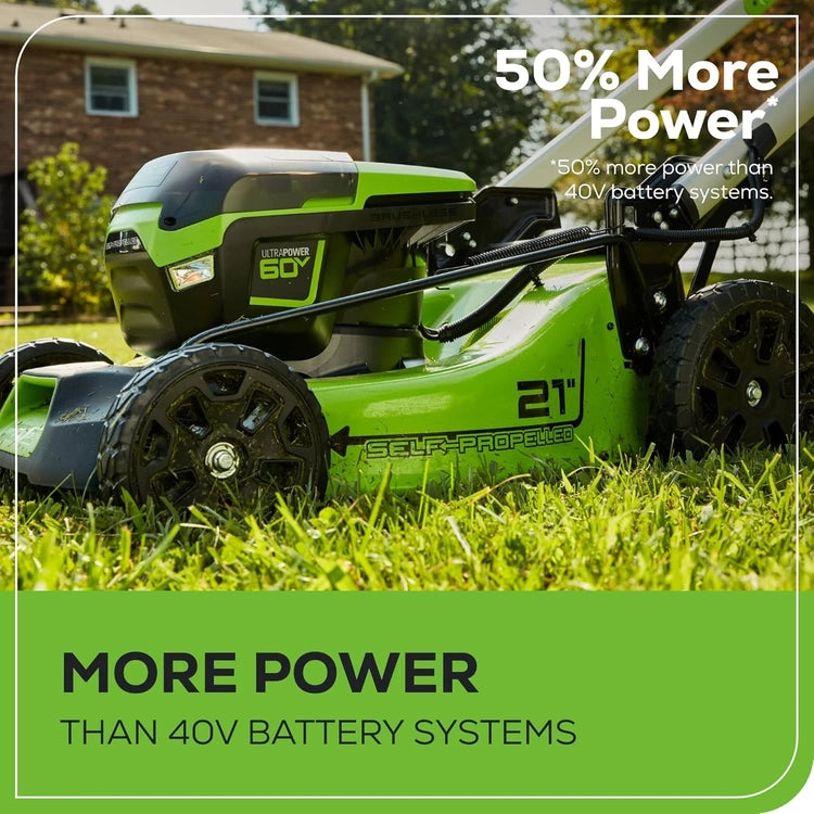 60V 21" Cordless (Self-Propelled) Lawn Mower, 2 X 4.0Ah Batteries and Dual Port Rapid Charger